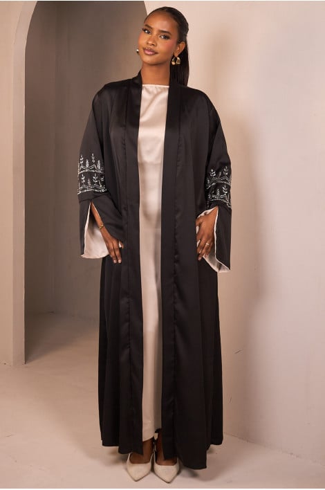 2-piece abaya + dark blue vest set