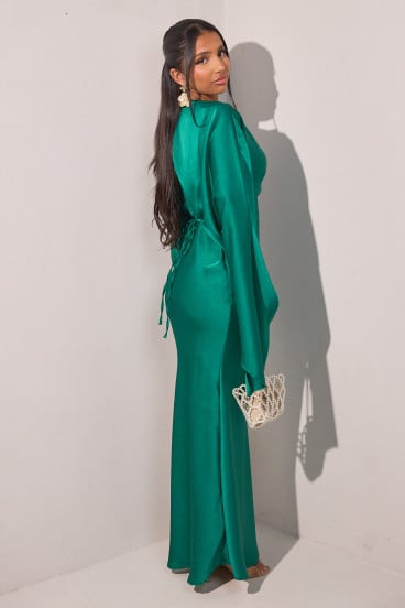 Robe vert sapin à manches pagode