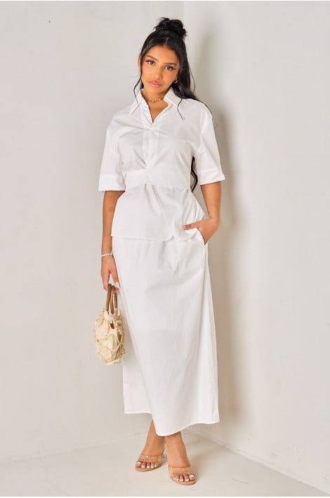Ensembles 2 pièces blanc blouse à nouer + jupe