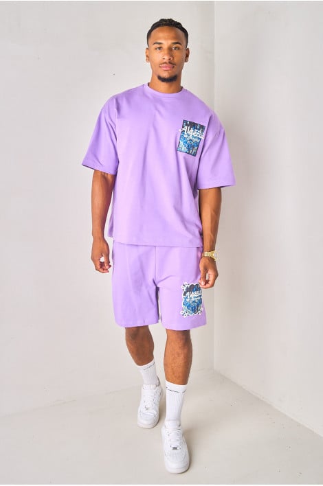 Ensemble 2 pièces violet tee-shirt + short "Algeria"