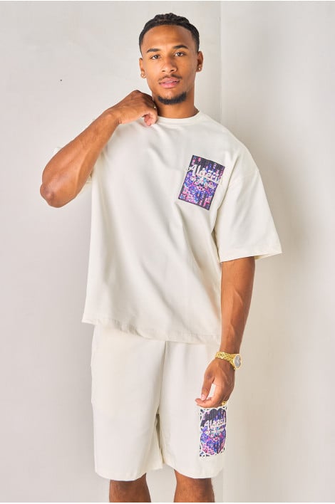 Ensemble 2 pièces crème tee-shirt + short "Algeria"